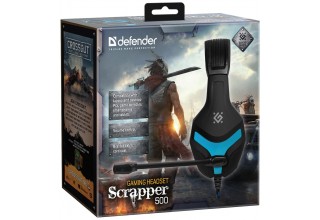 Игровая гарнитура Defender Scrapper 500 синий + черный, кабель 2 м